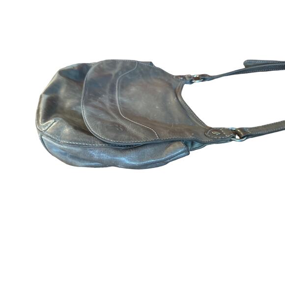 Frye 34DB130 Melissa Saddle Leather Purse Bag Distressed Gray Crossbody - Picture 4 of 8